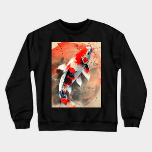 Koi Pond: Showa Sanshoku Koi captivating in their endless variety  on a Dark Background Crewneck Sweatshirt